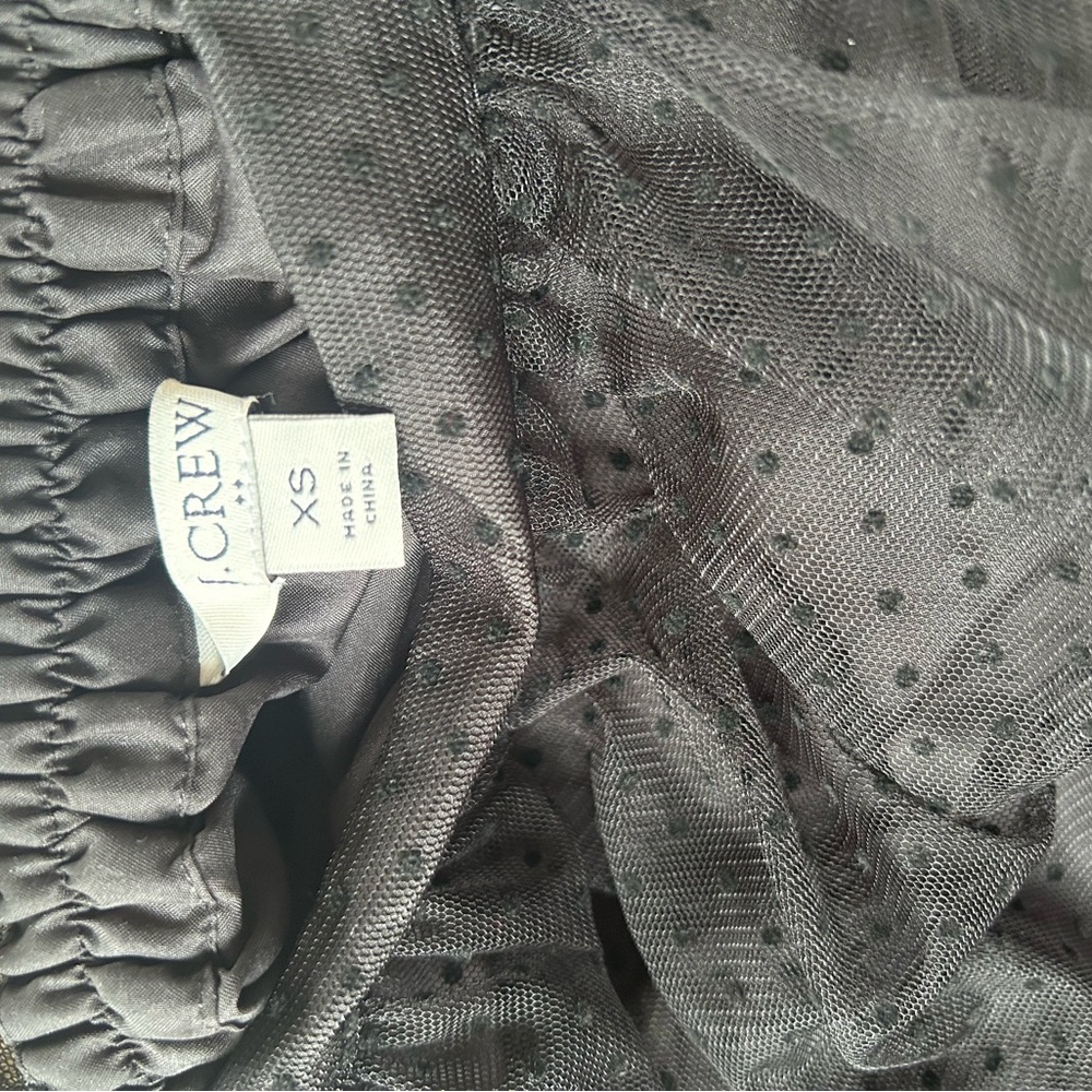 J. Crew Black Mesh Polka Dot A-Line Skirt